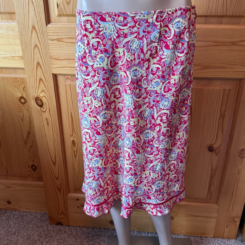 Vintage 90s Y2K Express World Brand Skirt Floral Size 7 Ruffle Hem